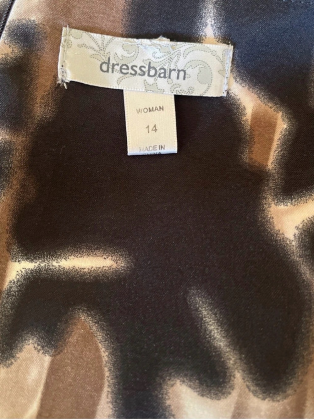 dressbarn Black, Brown and White Sleeveless Printed Midi Dress - Picture 2 of 6